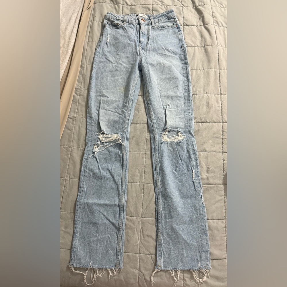 Zara Light Blue Denim with Brown Patch